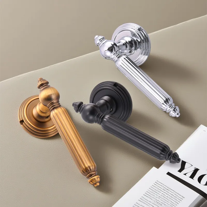 French Style Bedroom, Indoor Silent Room Door Lock, Antique Style Wooden Door Handle, Split Handle Lock