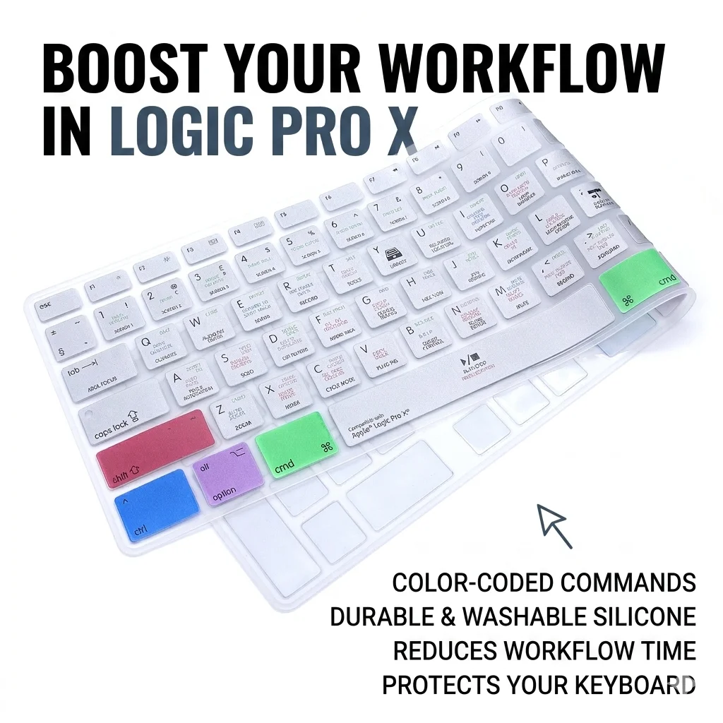 Logic Pro X Shortcuts Hotkey Design Keyboard Cover Skin US&EU for iMac G6 MB110LL/B MB110LL/A A1243 Keyboard with Numeric Keypad