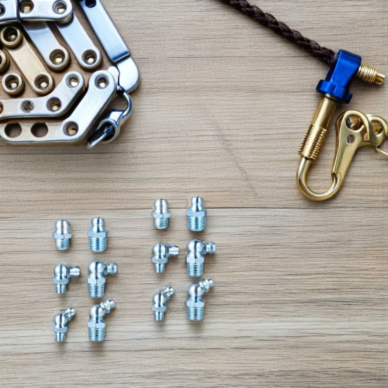 

100pcs Fitting Assortment Blue Straight 45° Angled Zerk Kit For Industrial Lubrication Maintenance Grease Fitting Kit Sae Grease