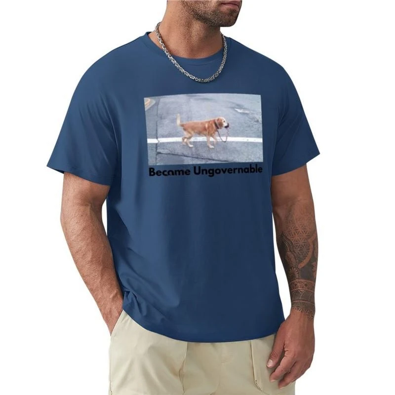 

Hippie clothes Anime plain black t shirts men Dog become ungovernable T-Shirt black clothing oversized graphic harajuku COTTON