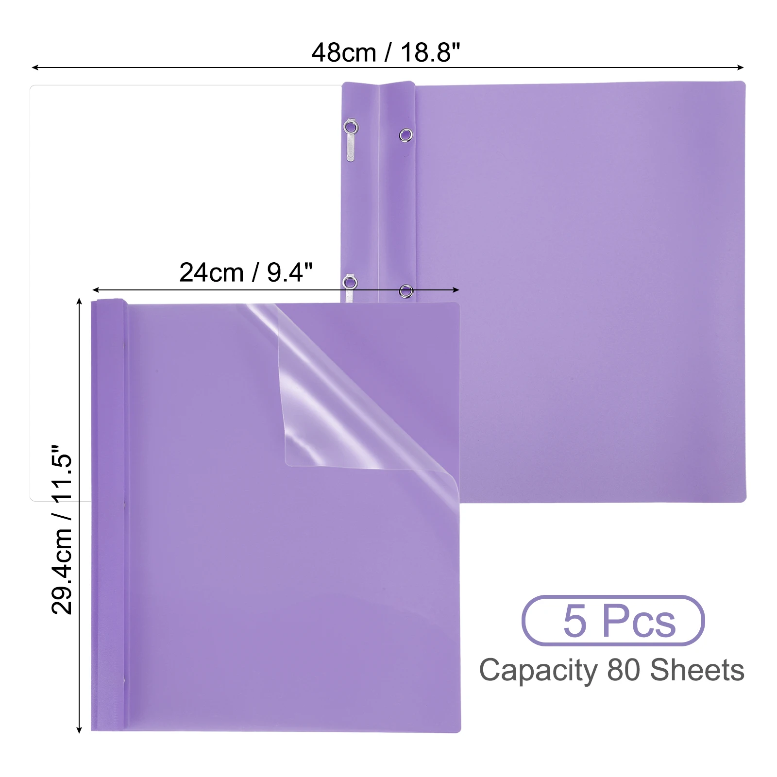 5/10/30Pcs Plastic Report Covers with Prong 80 Sheet Clear Front Presentation Binders with 3 Metal Prong Fasteners Report Folder