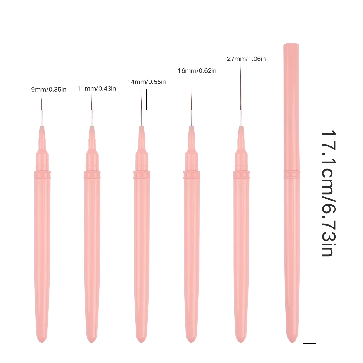 5 Pcs Nail Art Liner Brushes Set Elongated Lines Striping Drawing UV Gel Painting Nail Design Pen Professional Manicure Tool