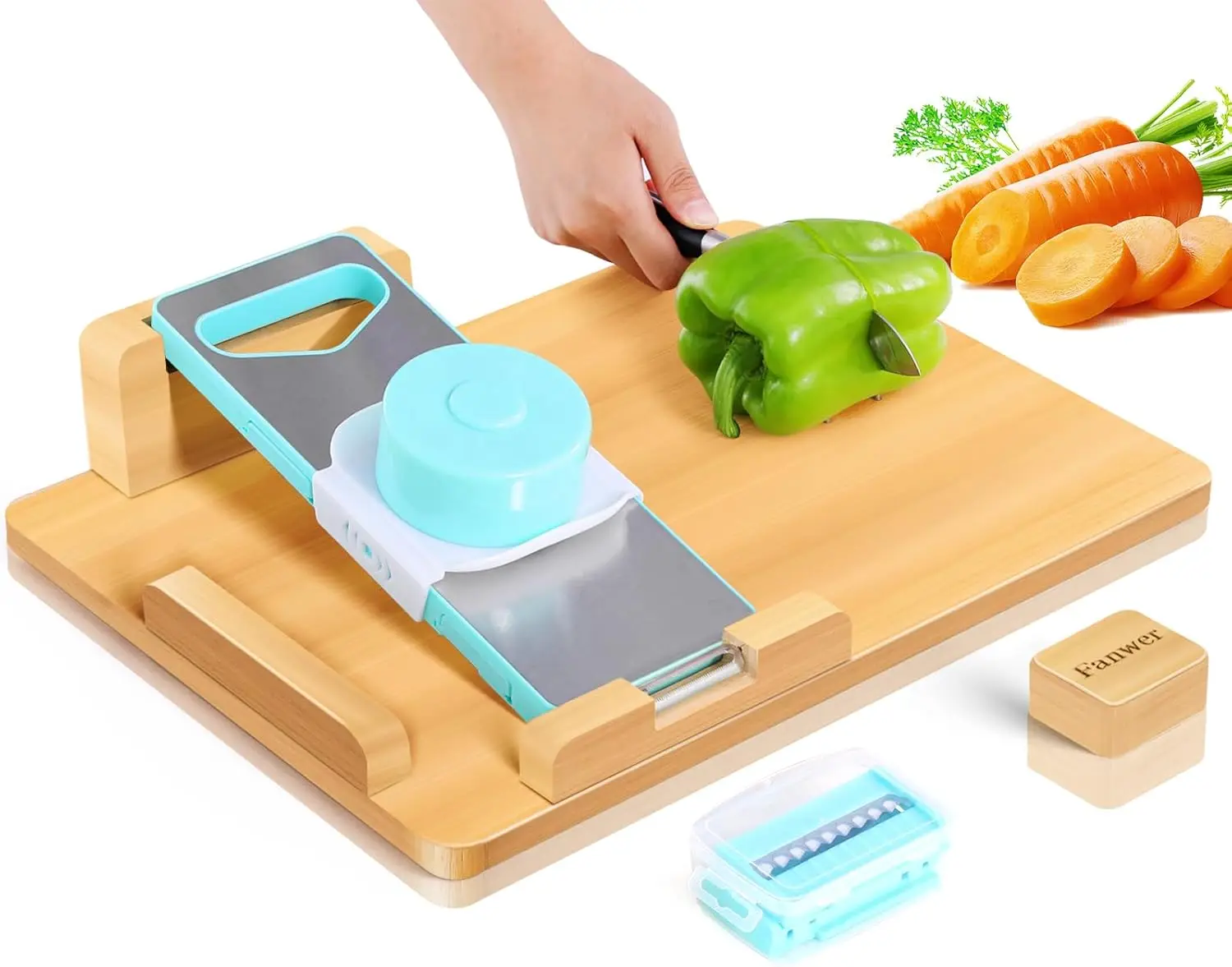 Single-handed bamboo cutting board with non-slip breadboard and spikes, ideal for amputees and the disabled