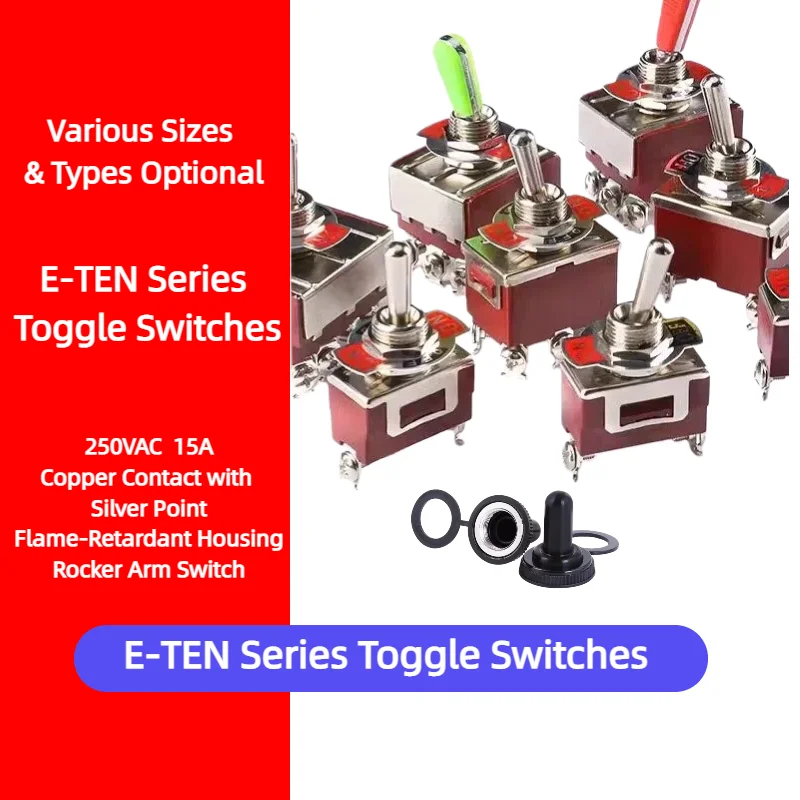 E-TEN 1021/1221/1321/223 Toggle Switch Silver Contact High Current Rocker Arm Locking/Self-Reset Electrical Control Component