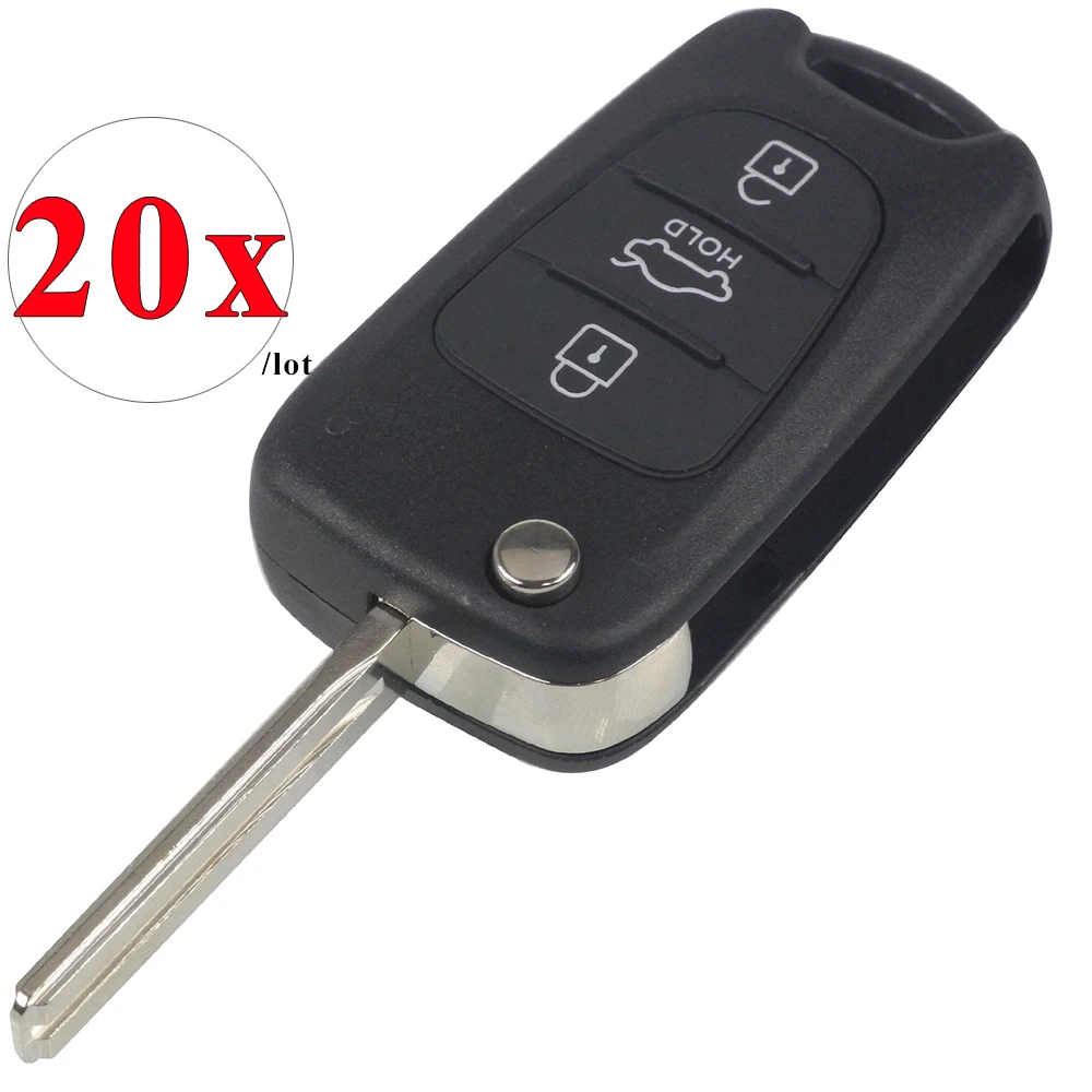 jingyuqin 20pcs/lot 3 Buttons Flip Remote Key Shell for Hyundai IX35 For Kia Folding Key Fob Case Replacement