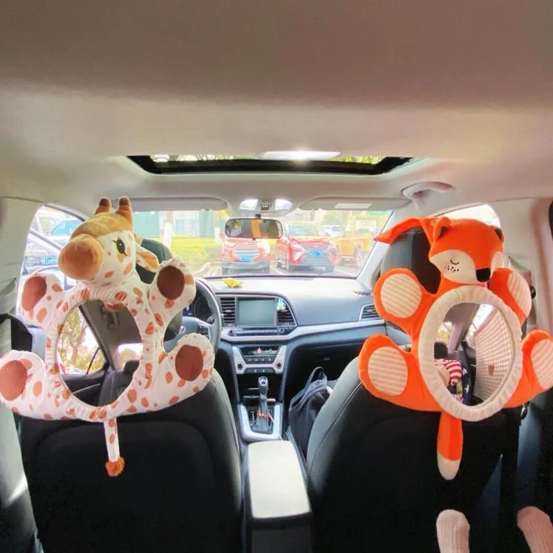 Instagram new product cartoon fox giraffe children's rearview mirror baby car observation mirror interior decoration pendant