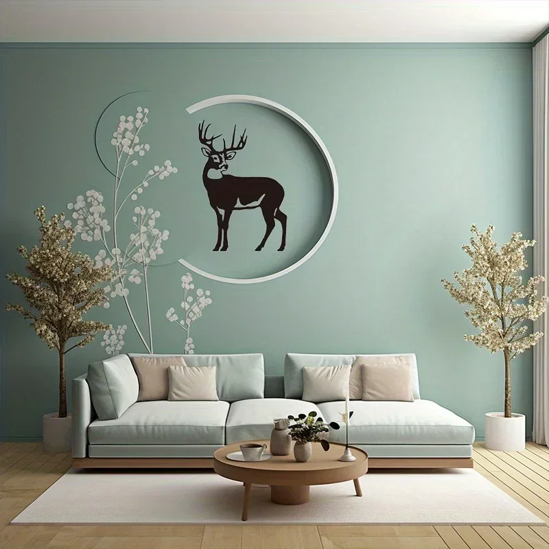 

Elk Pattern Wall Hanging Picture Art Beautiful Irregular Shape Metal Craft Product Wedding Festival Party Decoration Picture wal