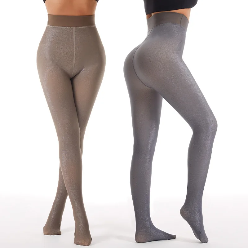 

Winter Velvet Thick Leggings Elastic Silver Thread Fleece-Lined Pantyhose One-Seam Tight Women's Elastic Slim-Fitting Yoga Pant