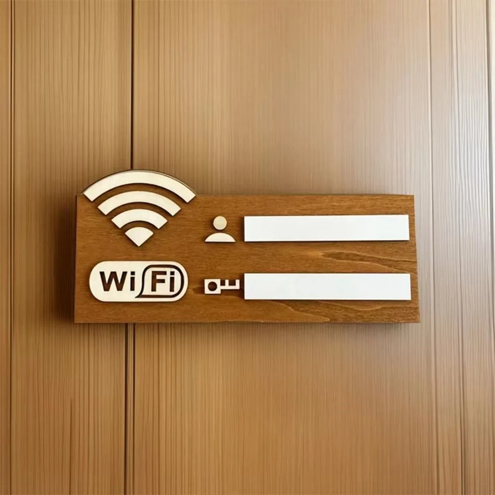 Wooden WiFi Password Sign Rewritable Wall Mounted WiFi Wall Stickers Handwriting Multi-Purpose Use WiFi Indicator Home Decor