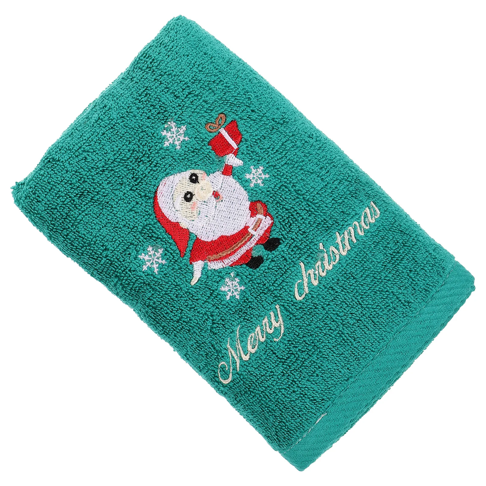 

Christmas Embroidery Towel Green Cotton H Towel Quick Dry Absorbent Kitchen Bath Travel Holiday Gift Restroom Festive