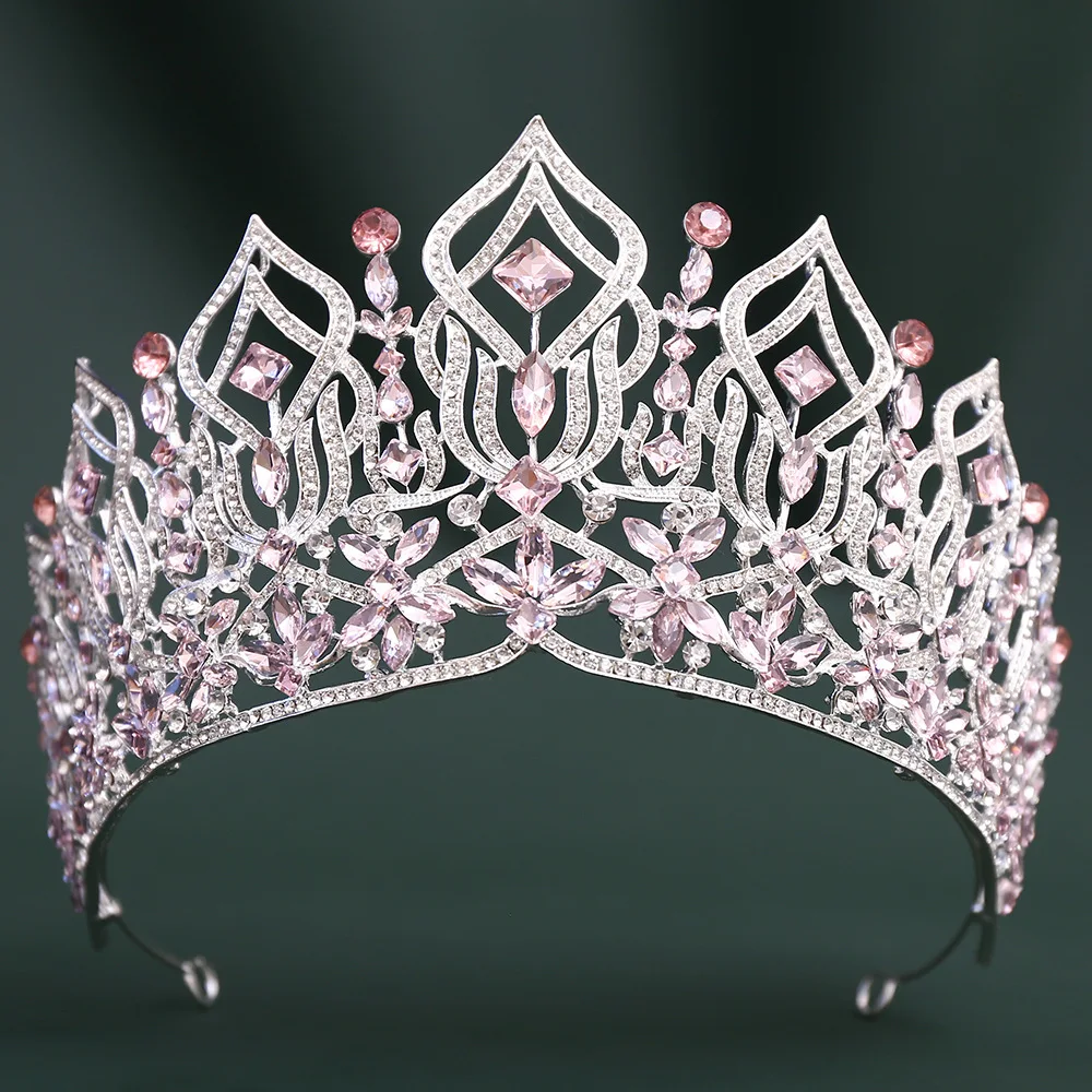 Baroque Queen Crowns For Wedding Bride Hair Headdress Luxury Large Big Bridal Tiara Crown For Pageant Miss Universe Party Diadem