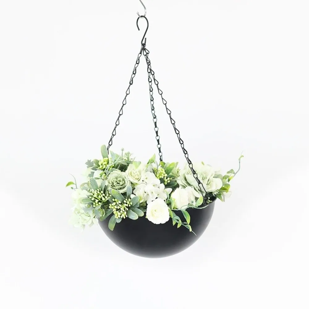 Simple Iron Plant Pot Hanging Bucket with Hook Hanging Flower Pot Plant Hanging Basket Home Decoration