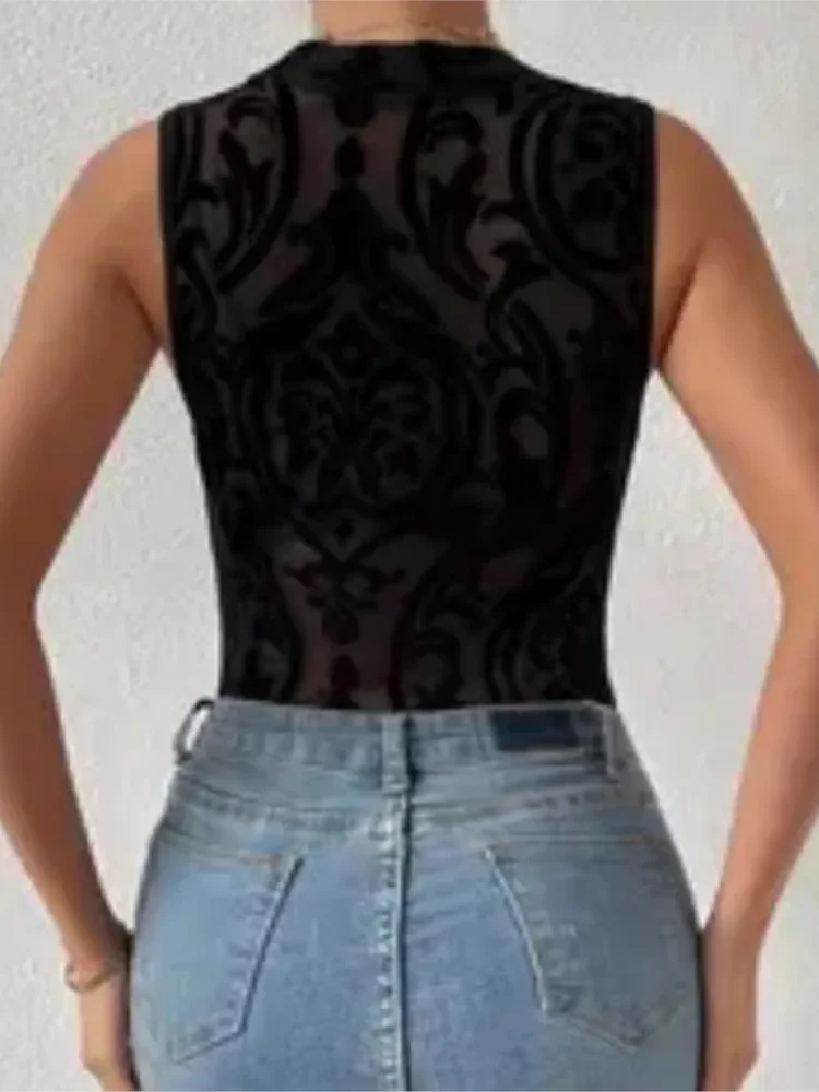 مثير الدانتيل متماسكة بذلة للنساء أنيقة نحيل داخلية س الرقبة أكمام Bodycon Playsuits امرأة موضة جديدة حللا #6