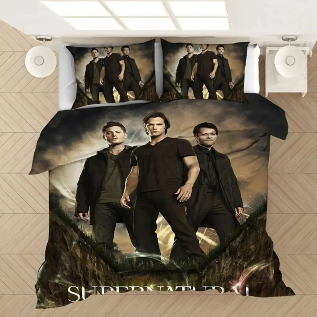 Supernatural Bedding Set Duvet Covers Supernatural TV Series Sam Dean Comforter Bedding Sets Bedclothes Bed Linen(NO Sheet)