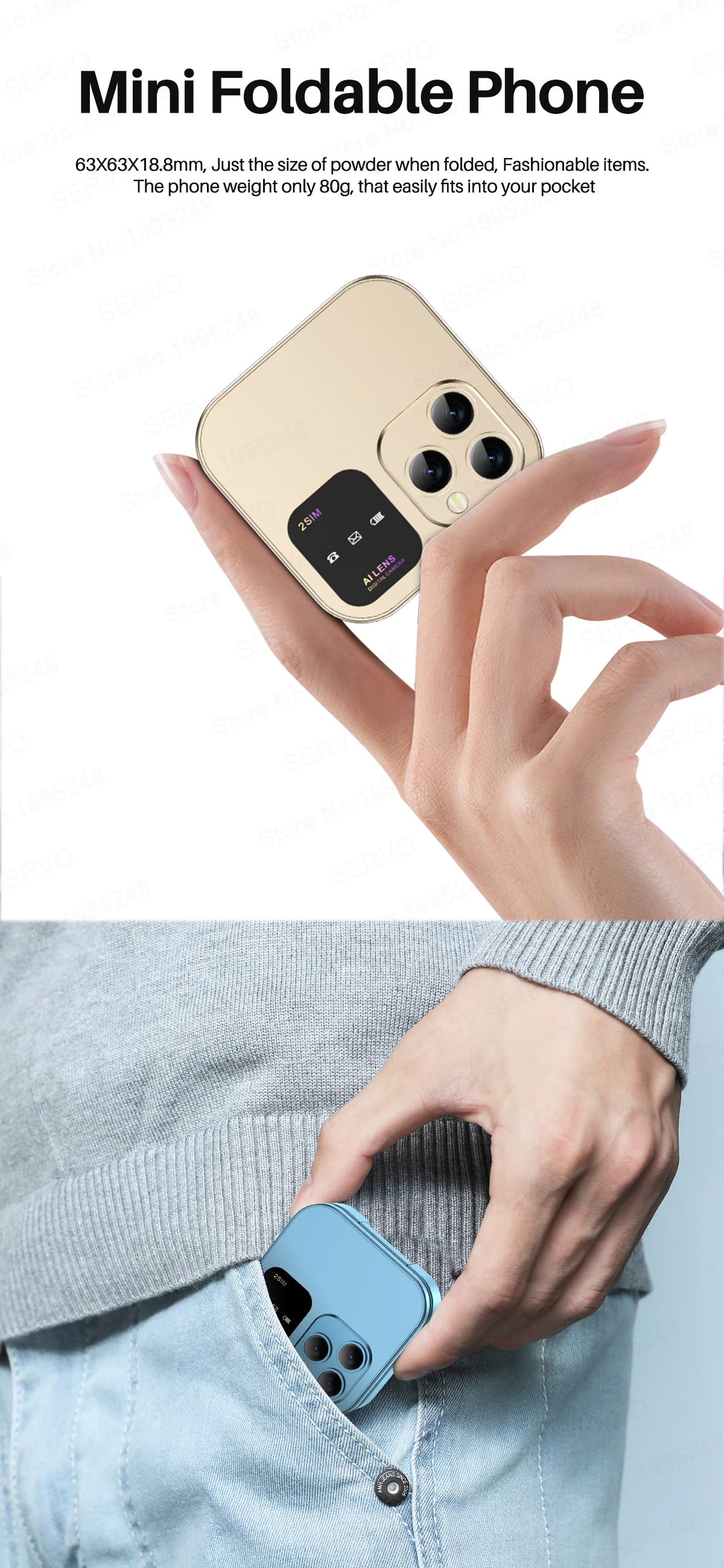 SERVO I16 PRO Mini Flip Mobile Phone Speed Dial FM Radio Blacklist Magic Voice 2G GSM Dual SIM Standby Small Foldable Cellphones