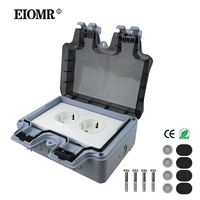 EIOMR IP66 Waterproof Dustproof Box 16A Double Standard Power Socket Grounded AC 110~250V Outdoor Waterproof Box for EU UK UN US