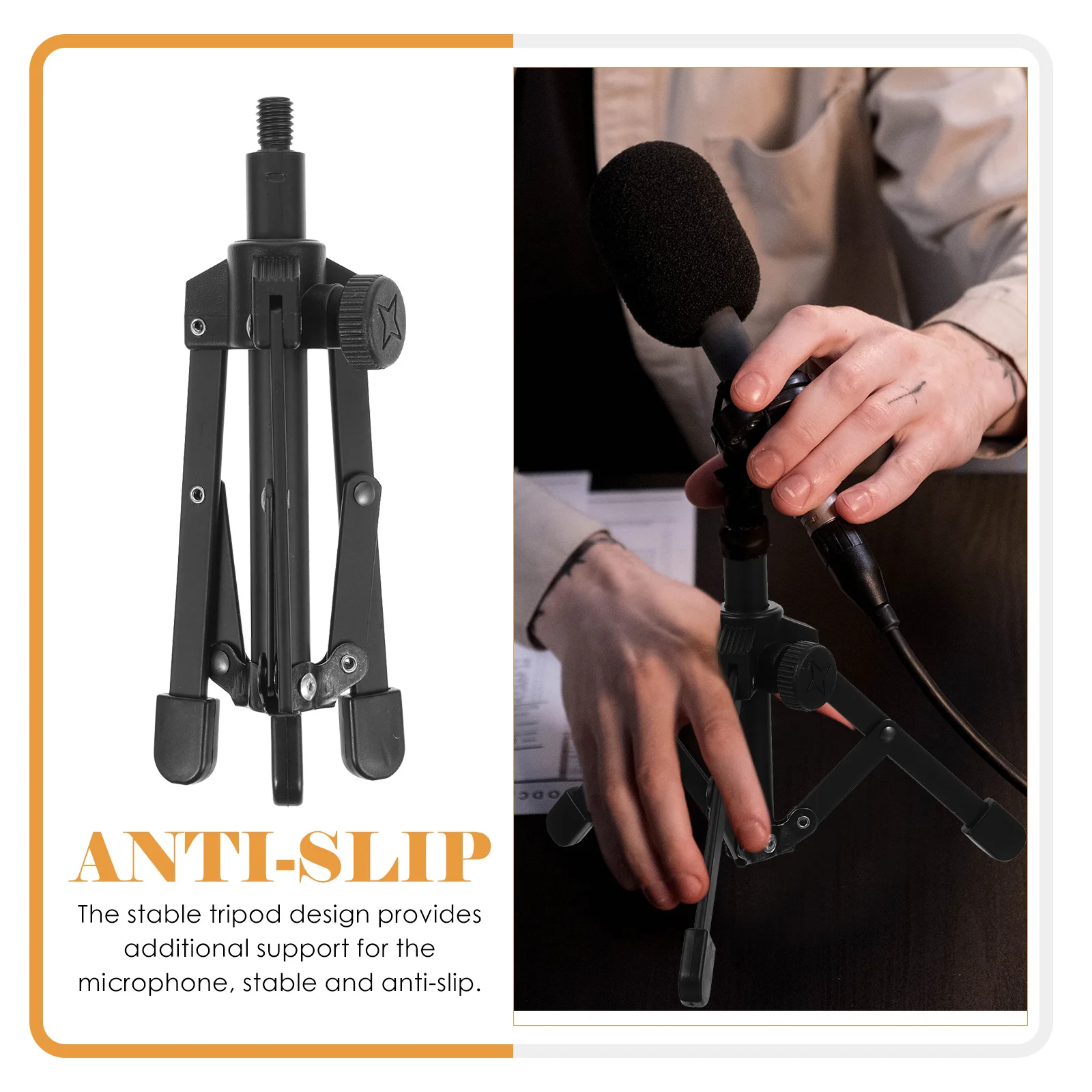

Foldable Desk Microphone Stand Stable Tripod Desktop Mic Holder for Conference Live Broadcast Desk Tripod Stand