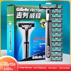 Men Gillette Vector Razor Series Male Manual Beard Remover 2-layer Blades 1 Shaver Holder 9 Razor Head Men's Razor