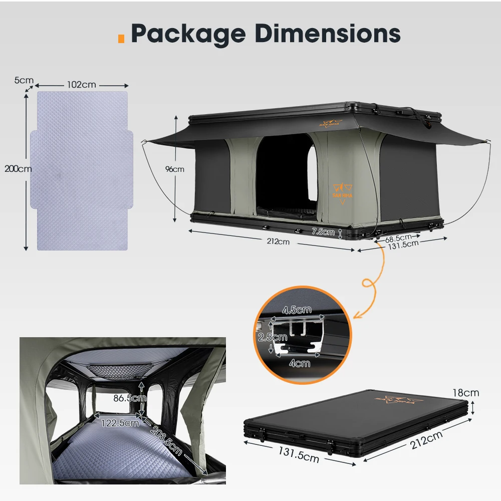 Tenda da tetto per auto con guscio rigido in ABS impermeabile premium - Configurazione rapida, design a guscio rigido per campeggio avventuroso