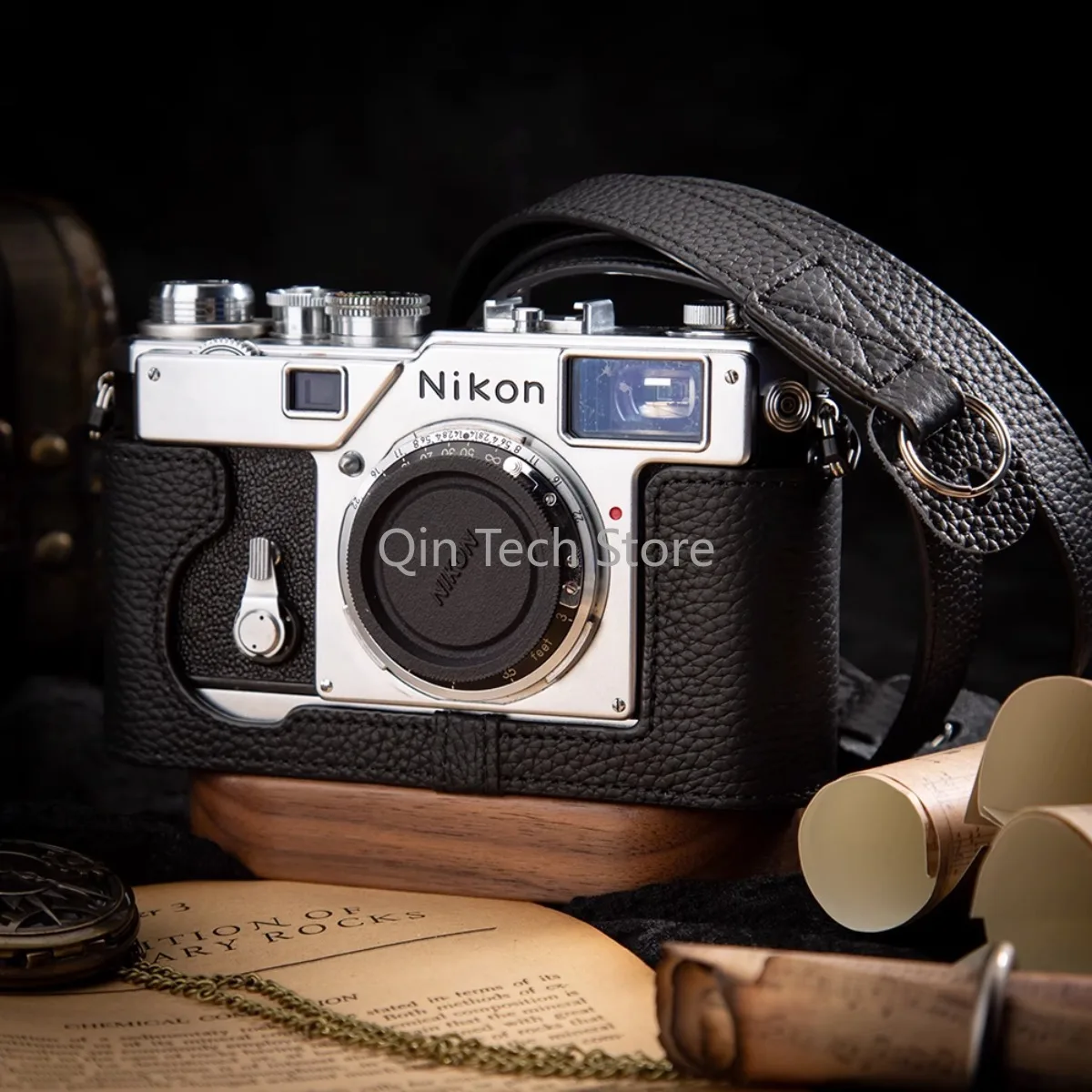 

Genuine Leather Camera Half Case Cover Bag Box Protective Base Neck Belt Shoulder Strap for Nikon S3/SP Cameras Photography