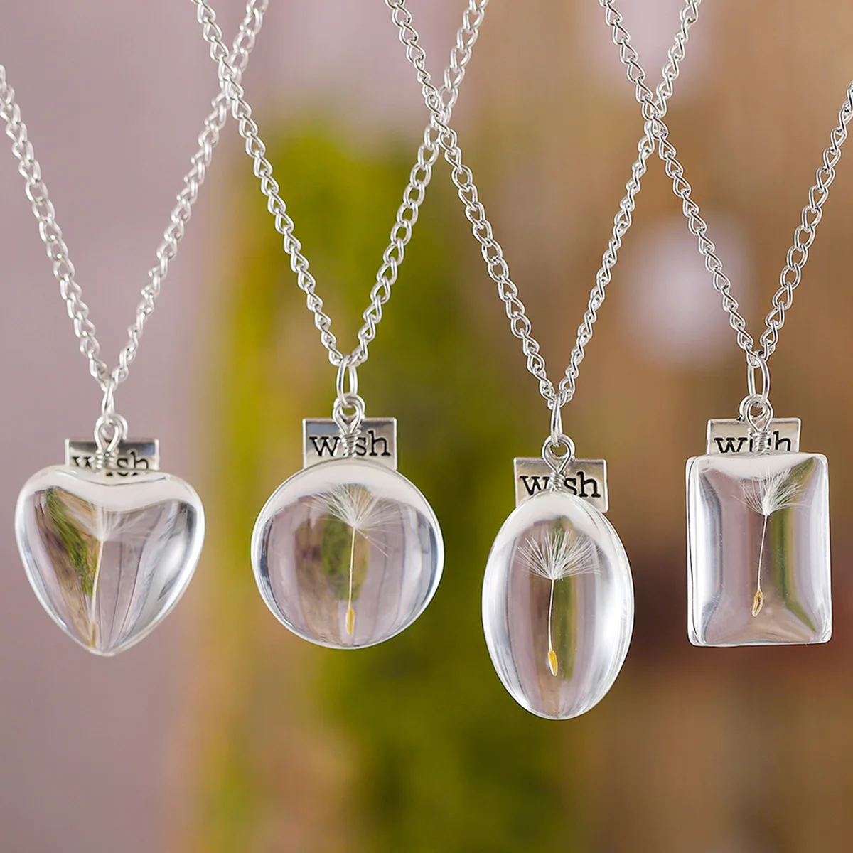 diy-accessories-wish-foreign-trade-dandelion-oval-pendant-necklace-crystal-glass-jewelry-niche-high-end-gem-necklace
