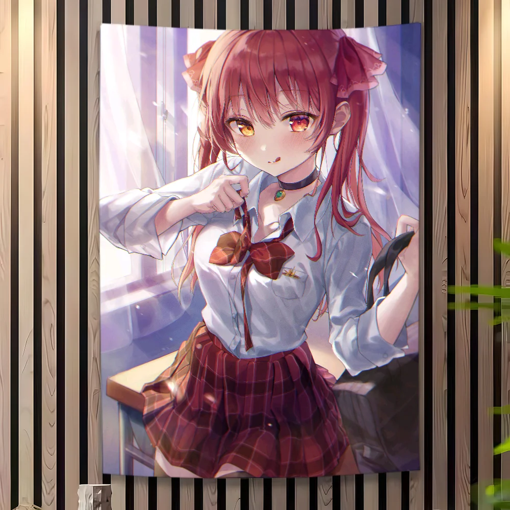 Virtual Idols H-houshou M-marine Blogger Flag Wall Decorations Home Decor Suitable For Living Rooms Bedrooms Dormitories Parties