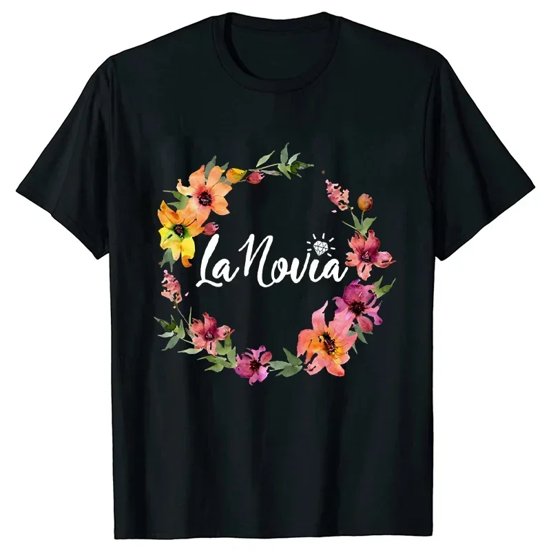 الفرنسية Evjf الإسبانية الزفاف دش فريق العروس تي شيرت الزهور الجرافيك التي شيرت العازبة الأصدقاء الدجاجة حفلة فتاة ملابس حريمي