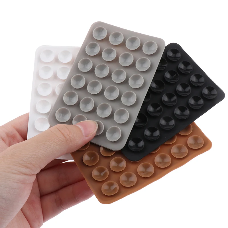 5pcs Rectangular 24 Sucker Silicone Suction Pad For Phone Power Bank Suction Cup Back Adhesive Rubber Fixation Mat Solid Color