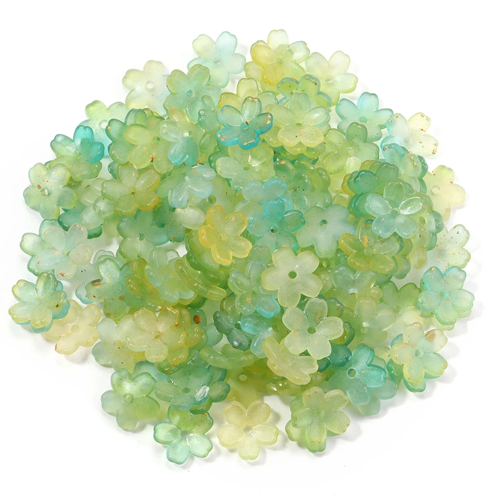 200 stks 11mm Acryl Bloemen Kralen Kleurrijke Vijf Bloemblaadjes Bloem Losse Kralen Voor Sieraden Maken DIY Ketting Oorbellen Accessoires