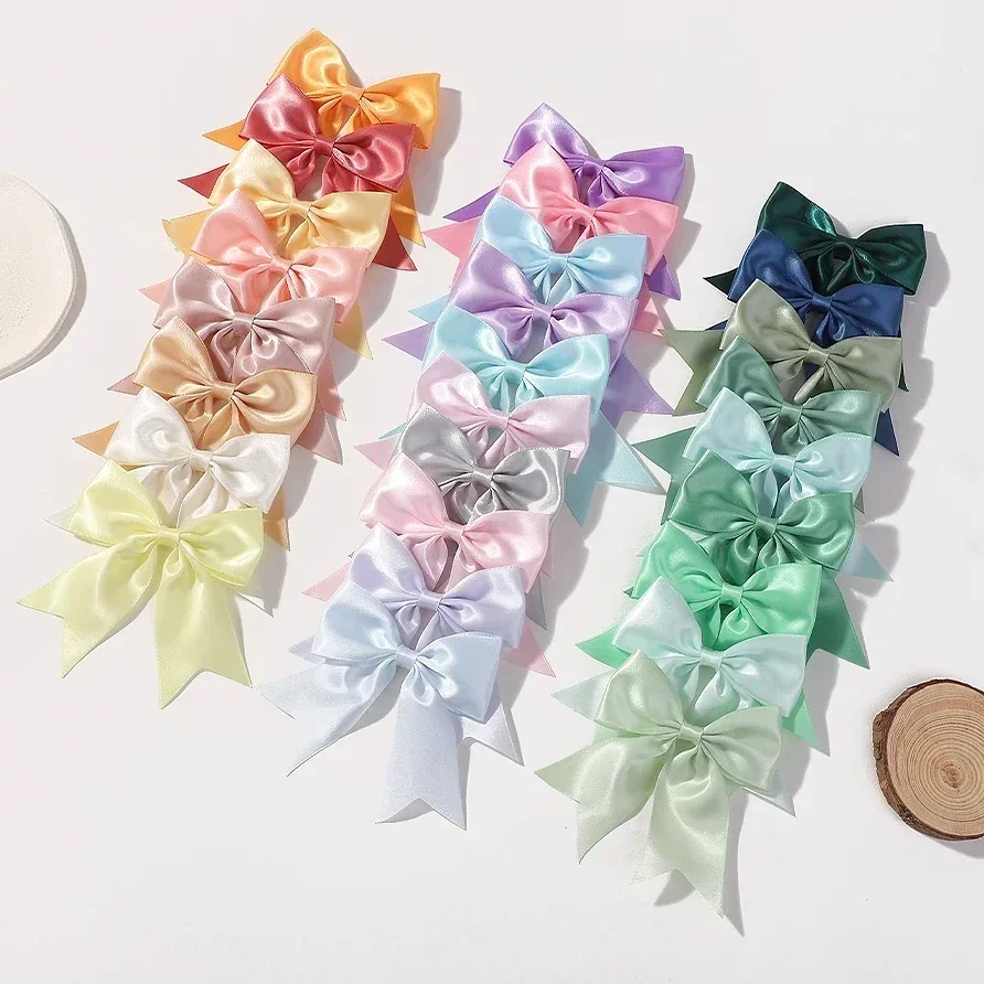 2Pcs Baby Bows Hair Clip for Kids Girls Solid Color Hairpins Barrettes Handmade Headwear Toddler Hair Accessories 4.52Inches