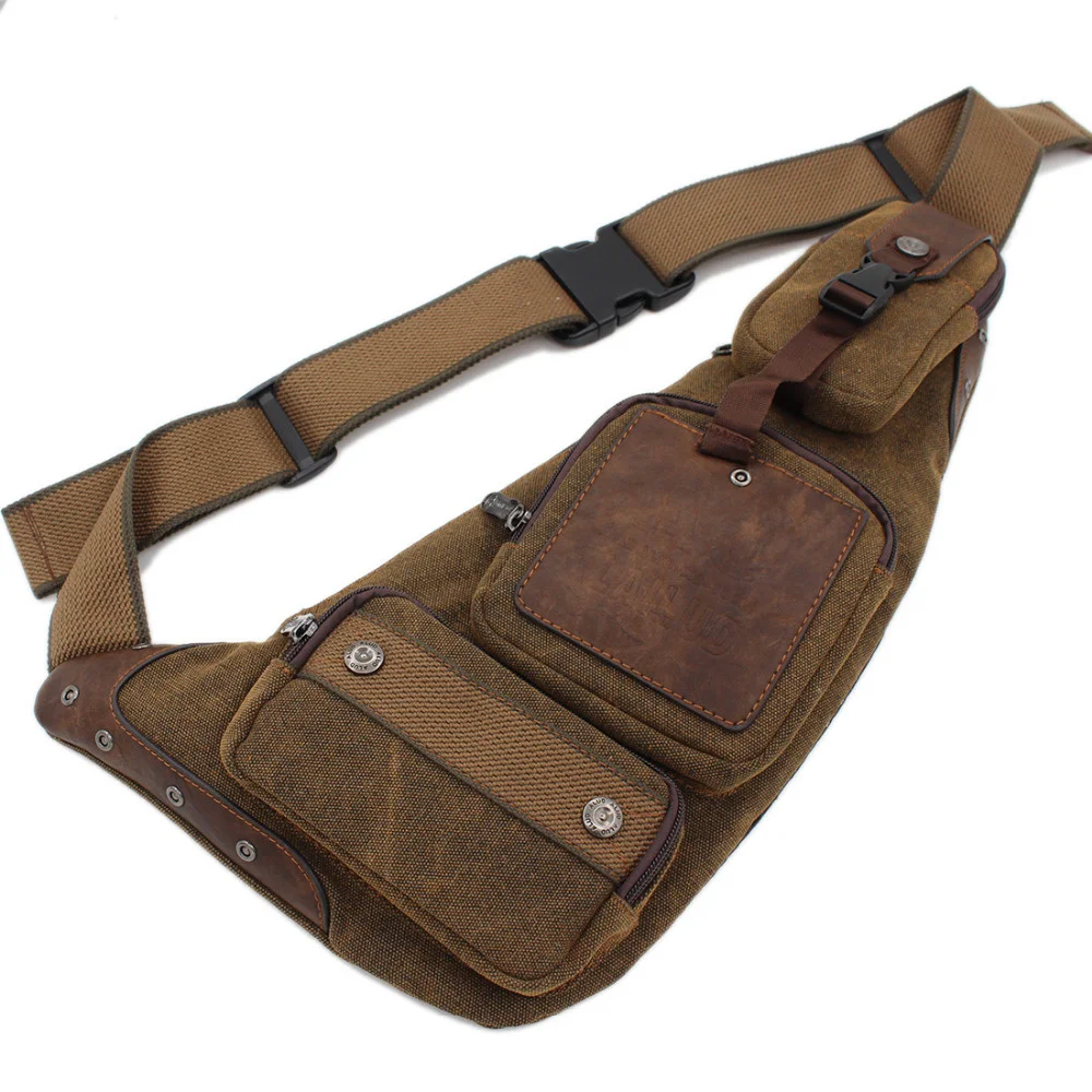 Sling Chest Back Pack Male Cross Body Bags Travel Trend Multi-purpose Men Canvas Assault One Shoulder Rucksack Messenger Bag