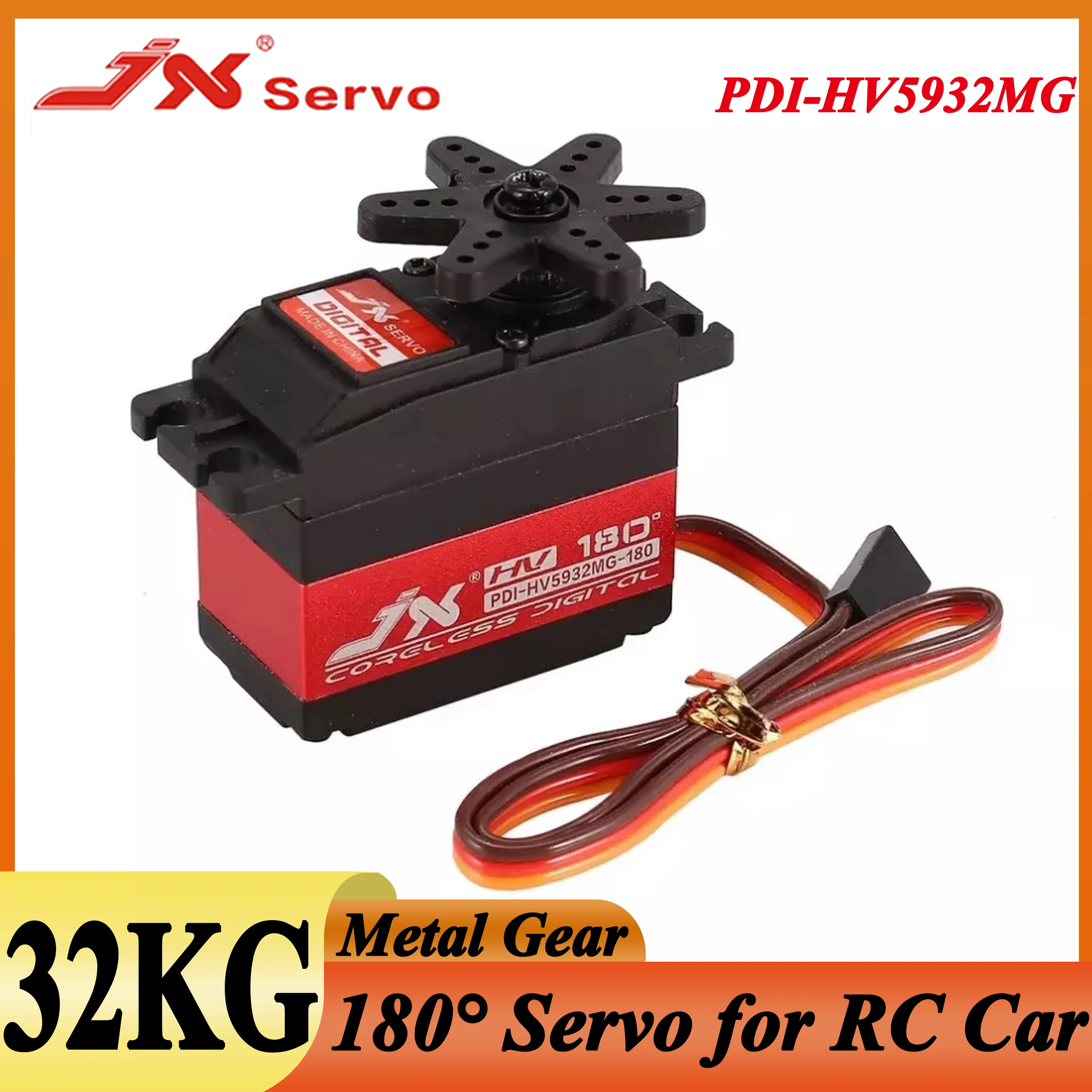 JX PDI-HV5932MG 30KG Grande Torque 180 °   Servo de engrenagem de metal de alta precisão com motor coreless de direção para peças de modelo de robô de barco de carro RC