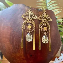 Moth Charm Earrings, Jewelry For Women, Boho Accessories ,Hollow Butterfly Pendants, Gold Plated,Ear Hooks ,Beautiful Earring