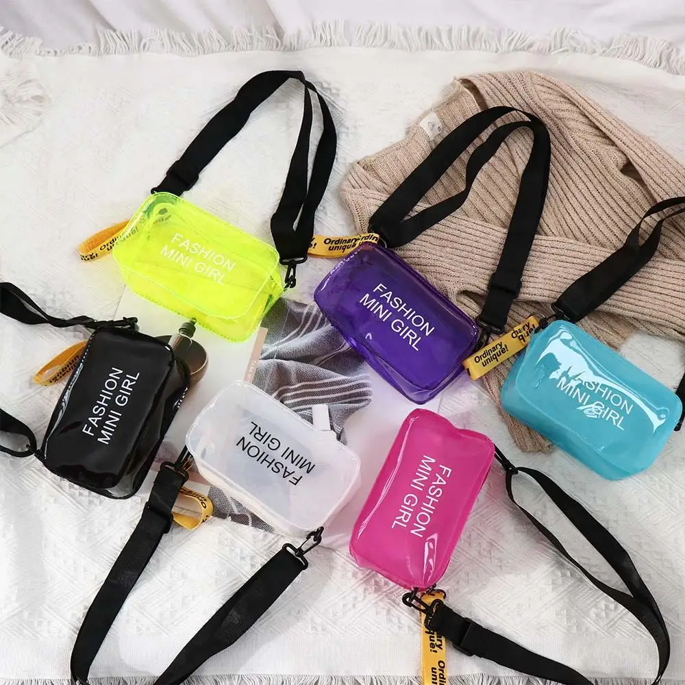 PVC Fashion Handbags Clear Sweet Candy Color Shoulder Bag Transparent Jelly Bag Messenger Bag Crossbody Bags