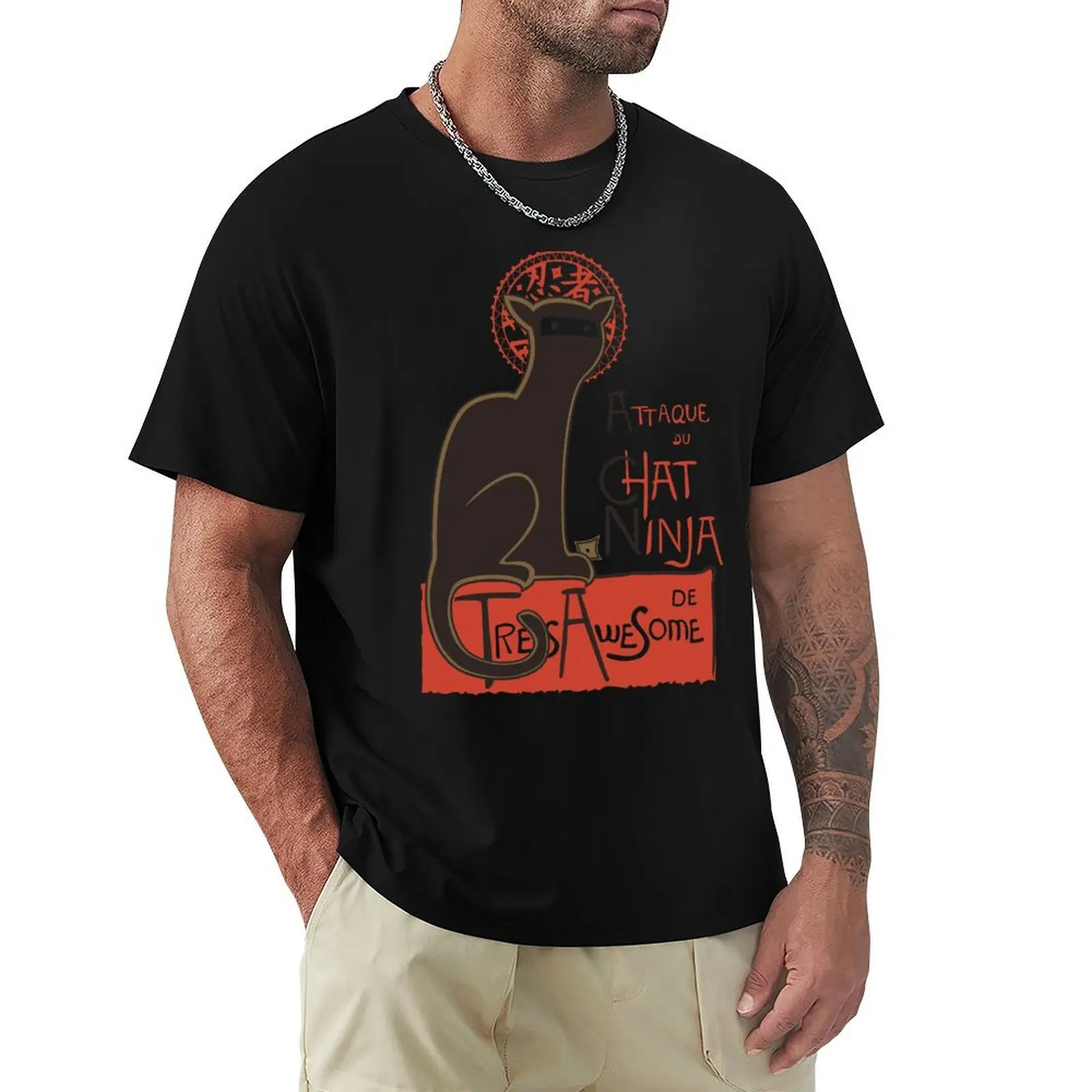 

A French Ninja Cat (Le Chat Ninja) T-Shirt clothes street wear shirts graphic tee mens big and tall t shirts