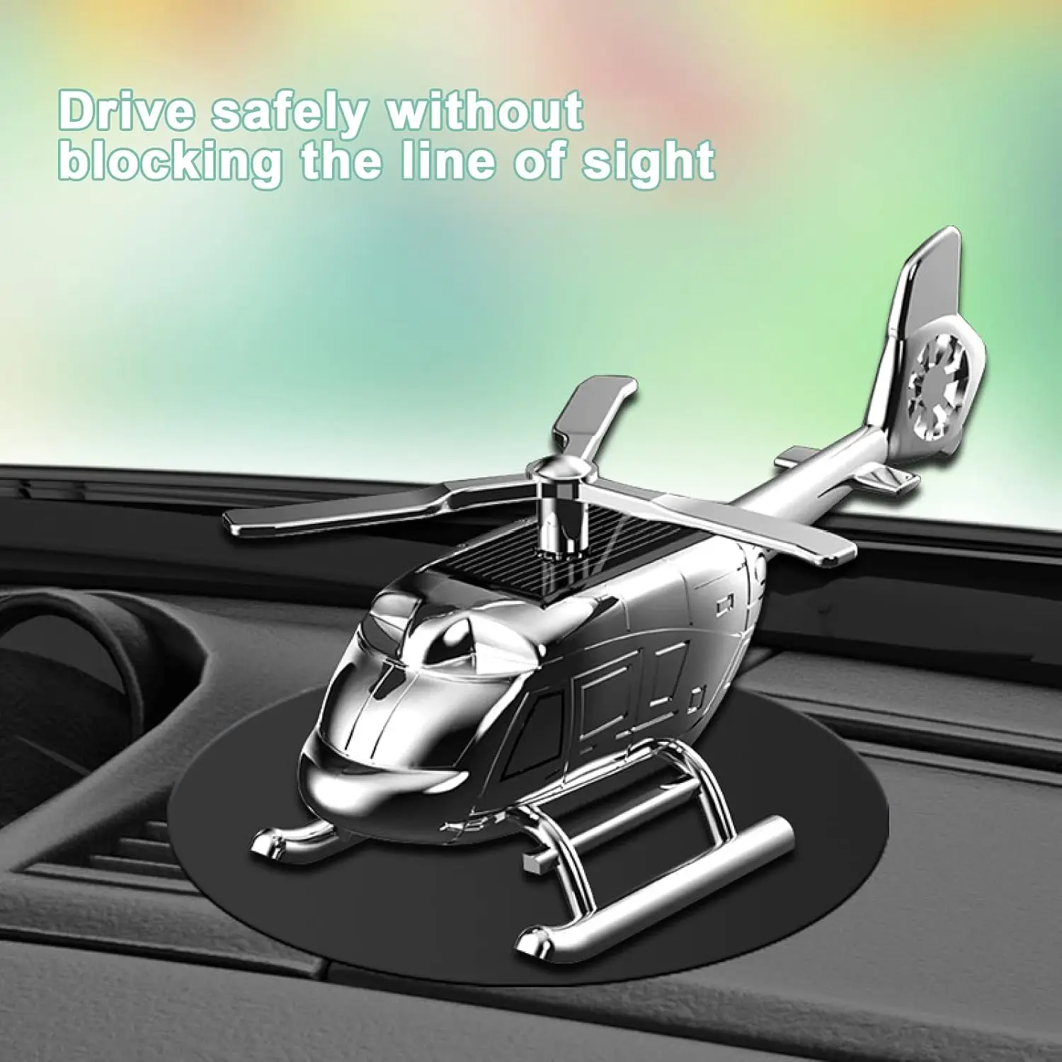 Helicopter Solar Car Air Freshener Rotation Aromatherapy Diffuser Ornament For Vehicles With 3-Fragrance Tablets For Car And Int