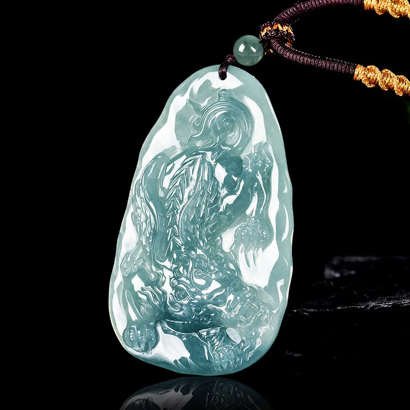 

Мьянманский жадеит Pixiu кулон талисманы ювелирные изделия настоящее нефритовое ожерелье модный очаровательный резной амулет роскошные аксессуары