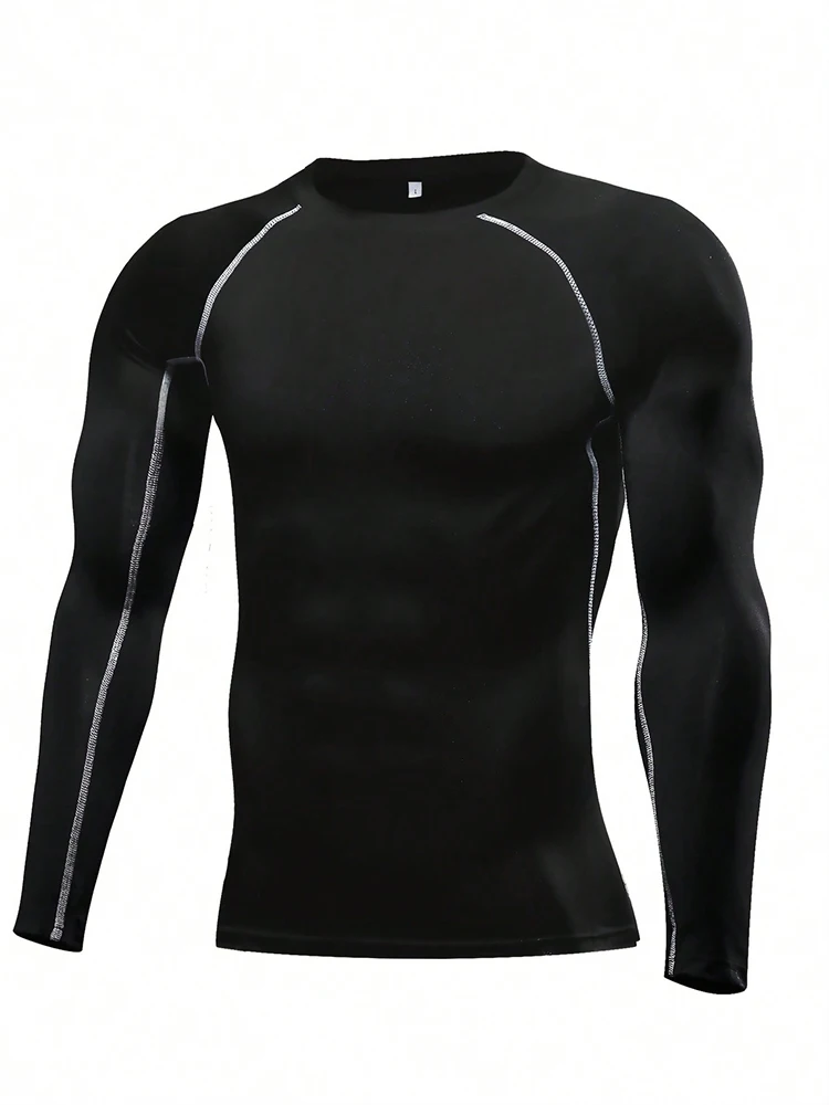 Men's compression tops, sports long-sleeved shirts, sports base shirts, quick-drying sports T-shirts, winter fitness equipment