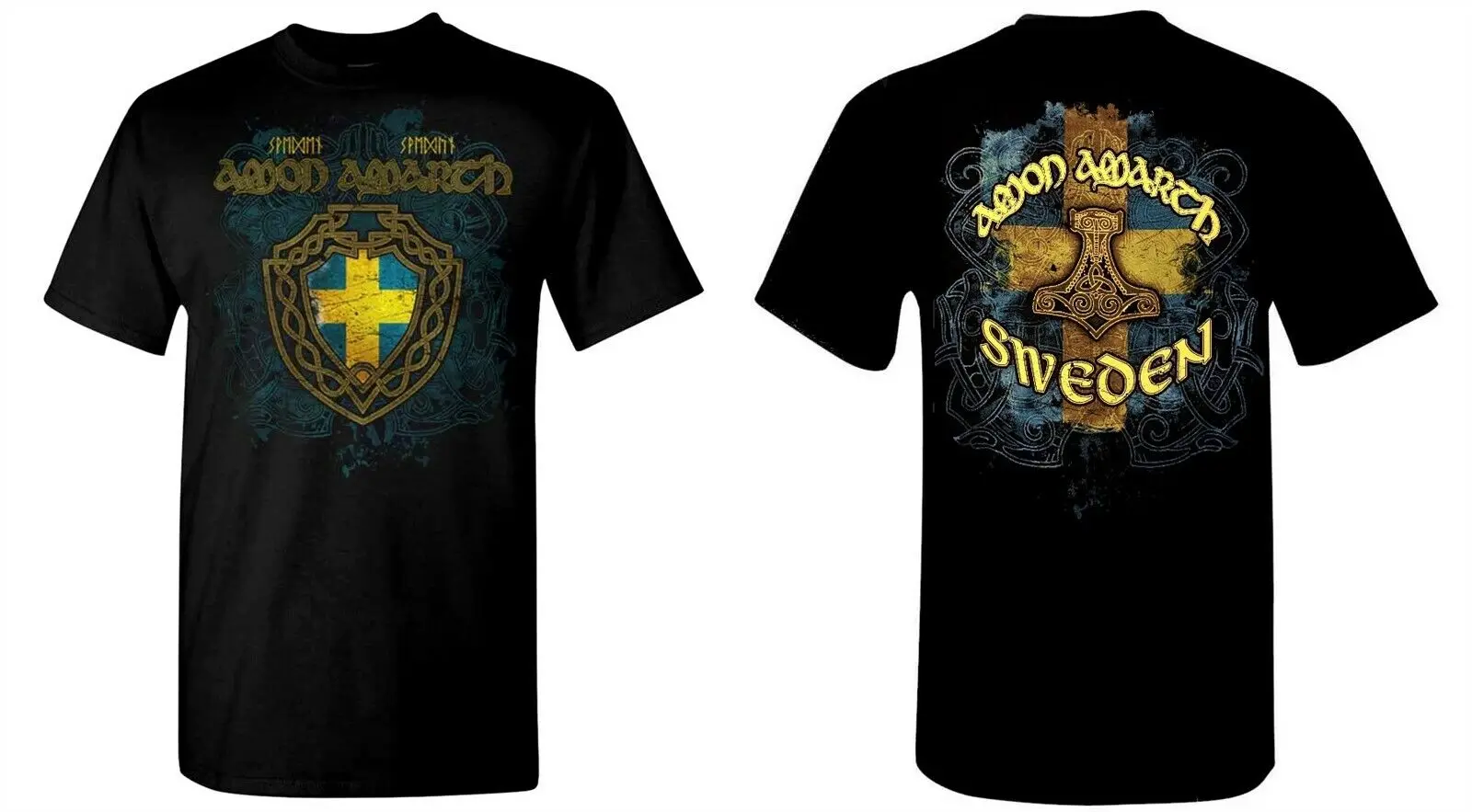 AMON AMARTH cd lgo FLAGS SWEDEN Official SHIRT MED New sveriges flagga