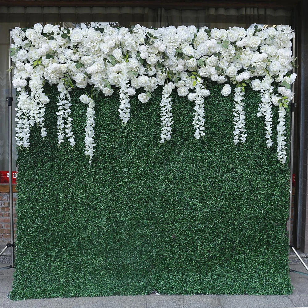 

new design wedding Christmas decoration red color white backdrop artificial pampas grass flower wall for wedding decorations