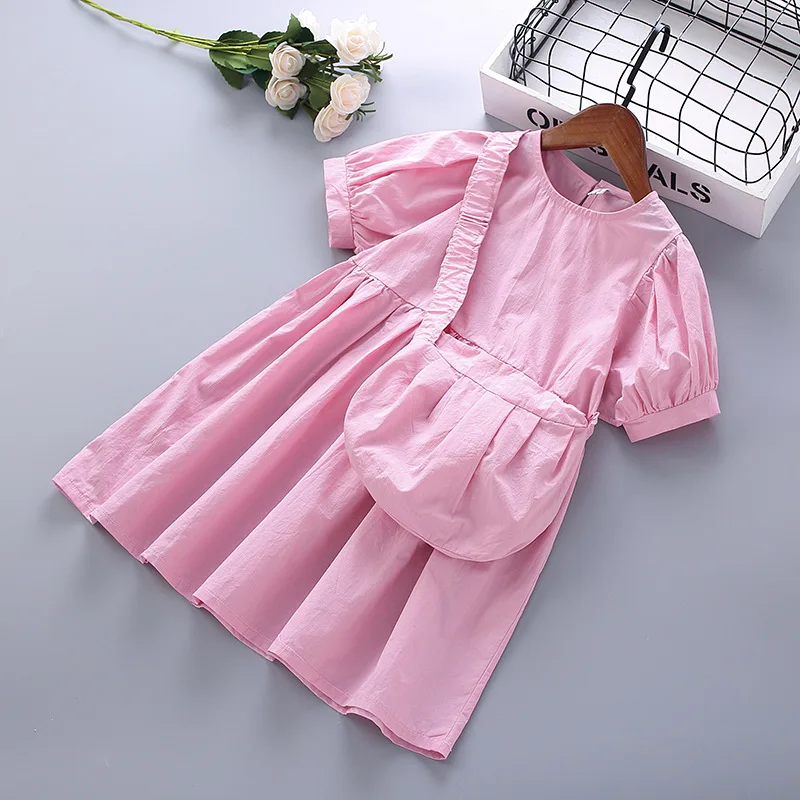 Girls Dresses Summer 2025 Children Cotton Princess Dress Bags 2pcs Clothes Suit For Baby Girl Party Costume Kids Cute Outfits 8Y