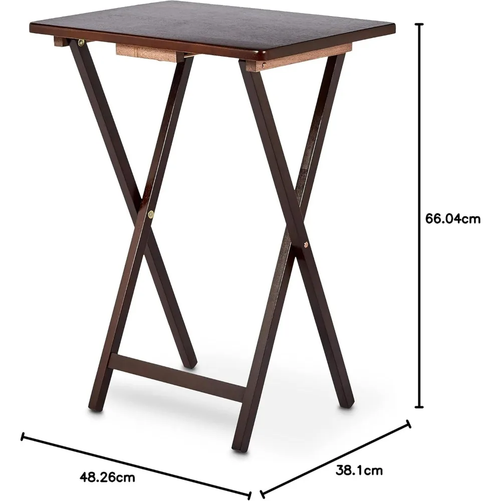 طاولة تلفزيون قابلة للطي من أمازون بيسكس مع مساحة تخزين، إسبرسو، طقم مكون من 4 قطع، 14.6 لتر × 19 وات × 26 ساعة