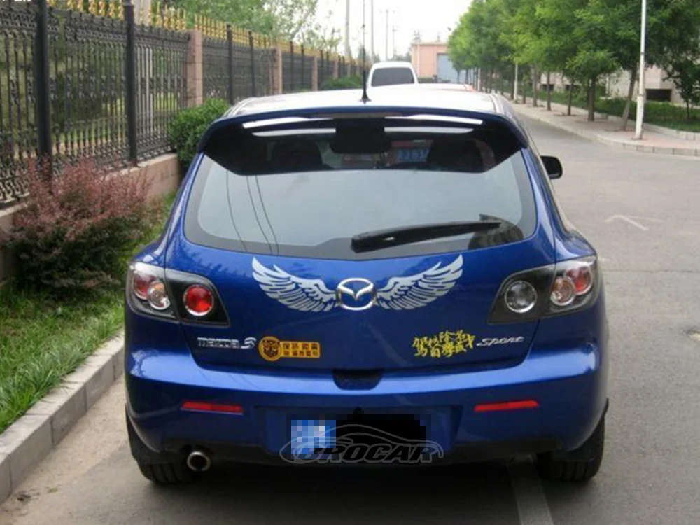 For Mazda 3 hatchback 2006 - 2013 with lights style ABS plastic carbon fiber look rear spoiler trunk boot wing spoiler top wing