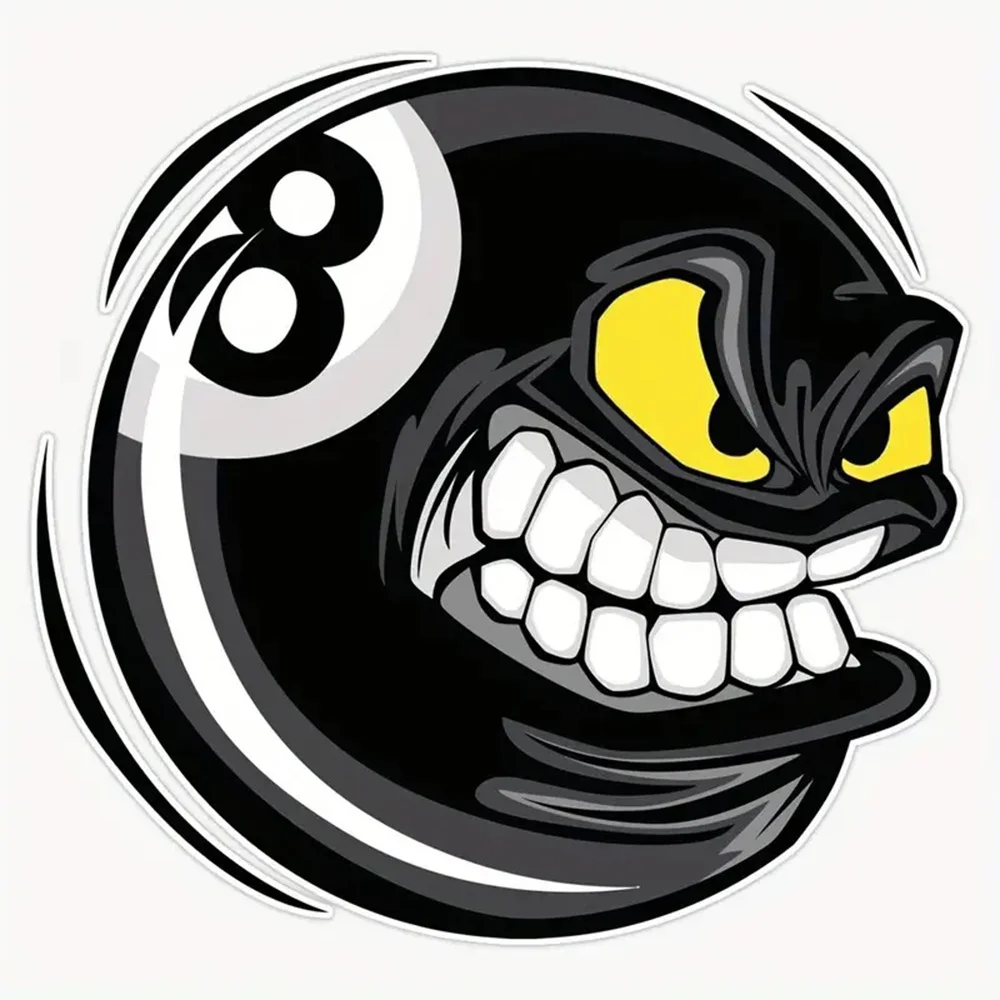 

8-Ball Style Billiard Vinyl Waterproof Motorcycle Sticker, Motorcycle Helmet Decorative Decal, Vehicle Sticker for Cars and More