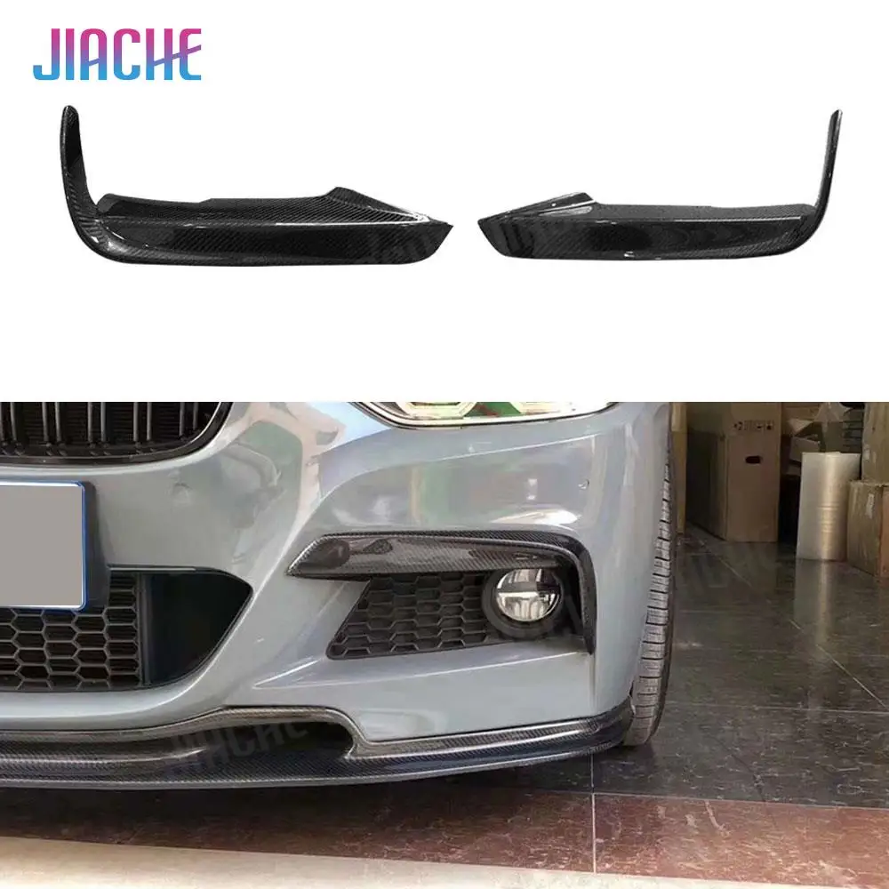 

2Pcs Carbon Fiber Front Bumper Fog Light Eyelids Canards Fins Cover Trim for BMW 3 Series F30 M Sport 320i 328i 335i 2012-2018