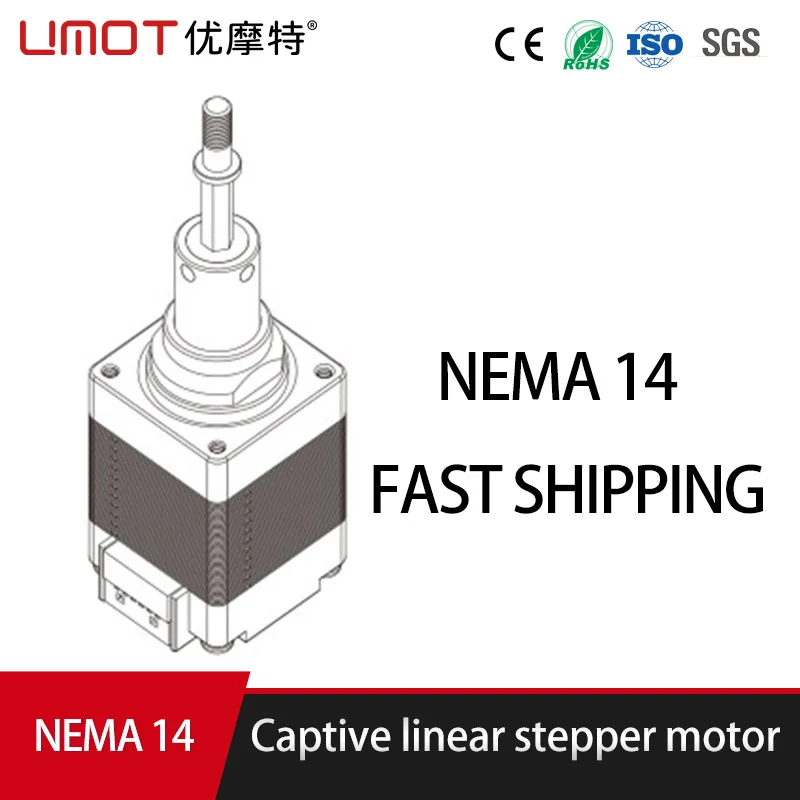 Moteur pas à pas linéaire captif Umot Nema 14, 35 mm, avec vis de liaison captive, cylindre électrique pour imprimante 3D