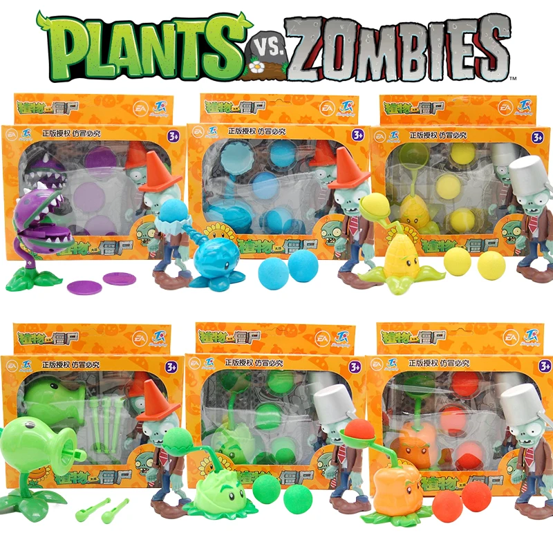 New Plants vs. Zombies Peashooter Chomper Winter Melon Conehead Zombie Toy set 6 Styles Game Figures Hard plastic Model Boy Gift