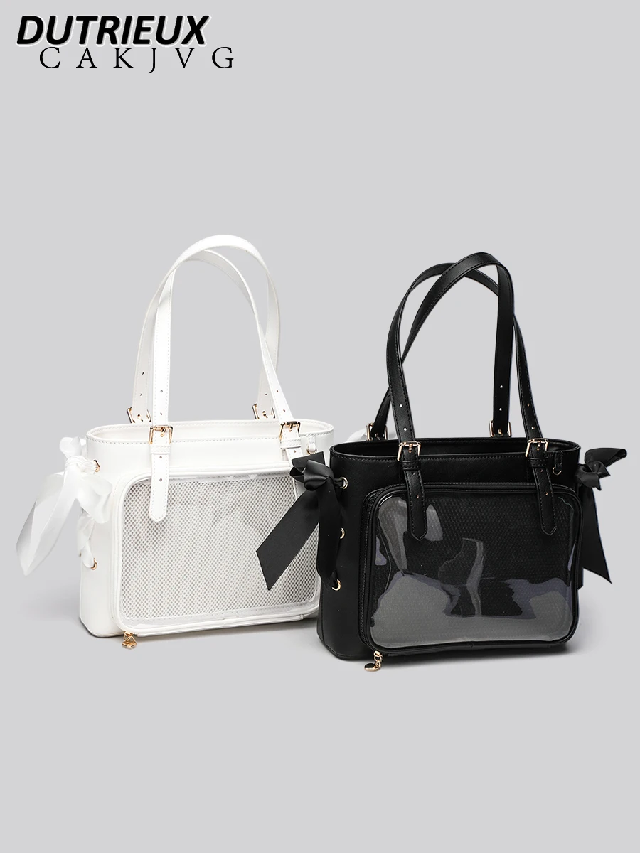 

Two-Dimensional Ribbon Japanese Style Large Capacity Tote Bag Women's 2025 New Shoulder Crossbody Bags Female Fashion