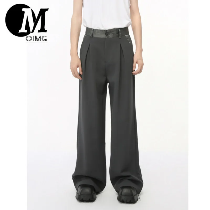 [OIMG] 2025 Autumn New Product Niche Satin Splicing Design Feel Wrinkle Drop Western Pants Trend