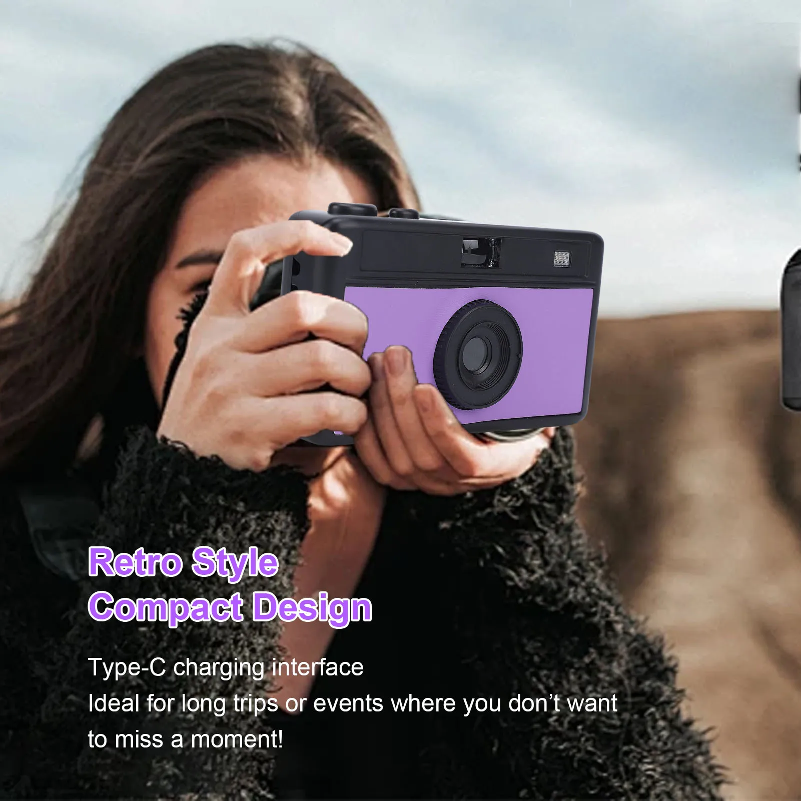 12MP Camera Retro Mirrorless Camera with Fill Light 0.96 Inch Color Screen Film Camera Shape with Physical Viewfinder